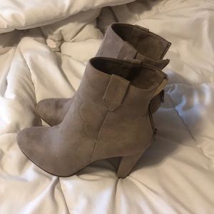 tan booties/heels